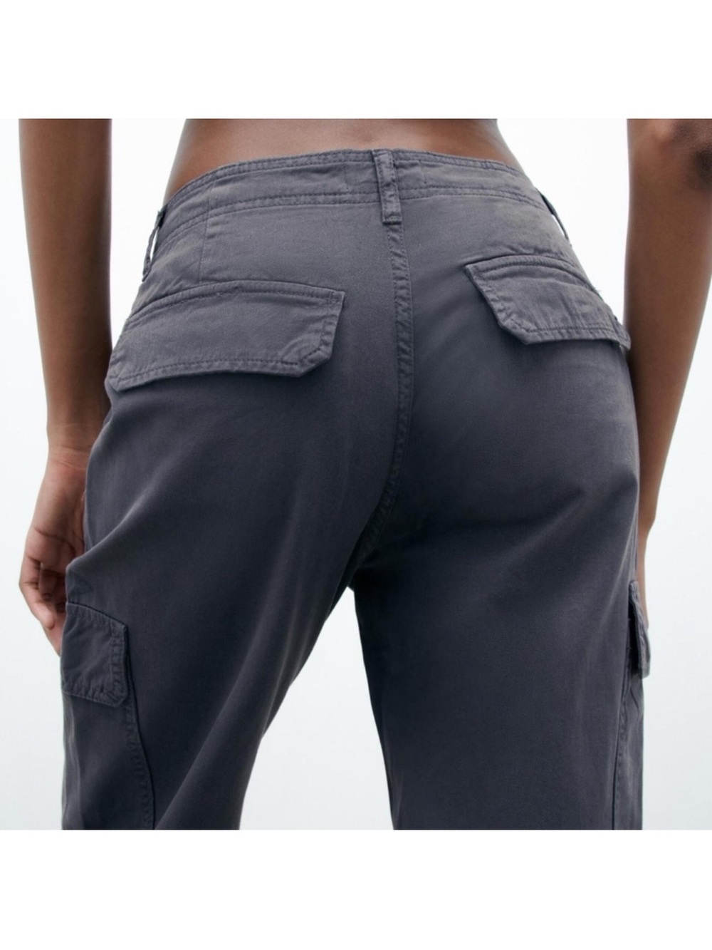 Zara Wide Leg Cargo Pants in Charcoal/Navy